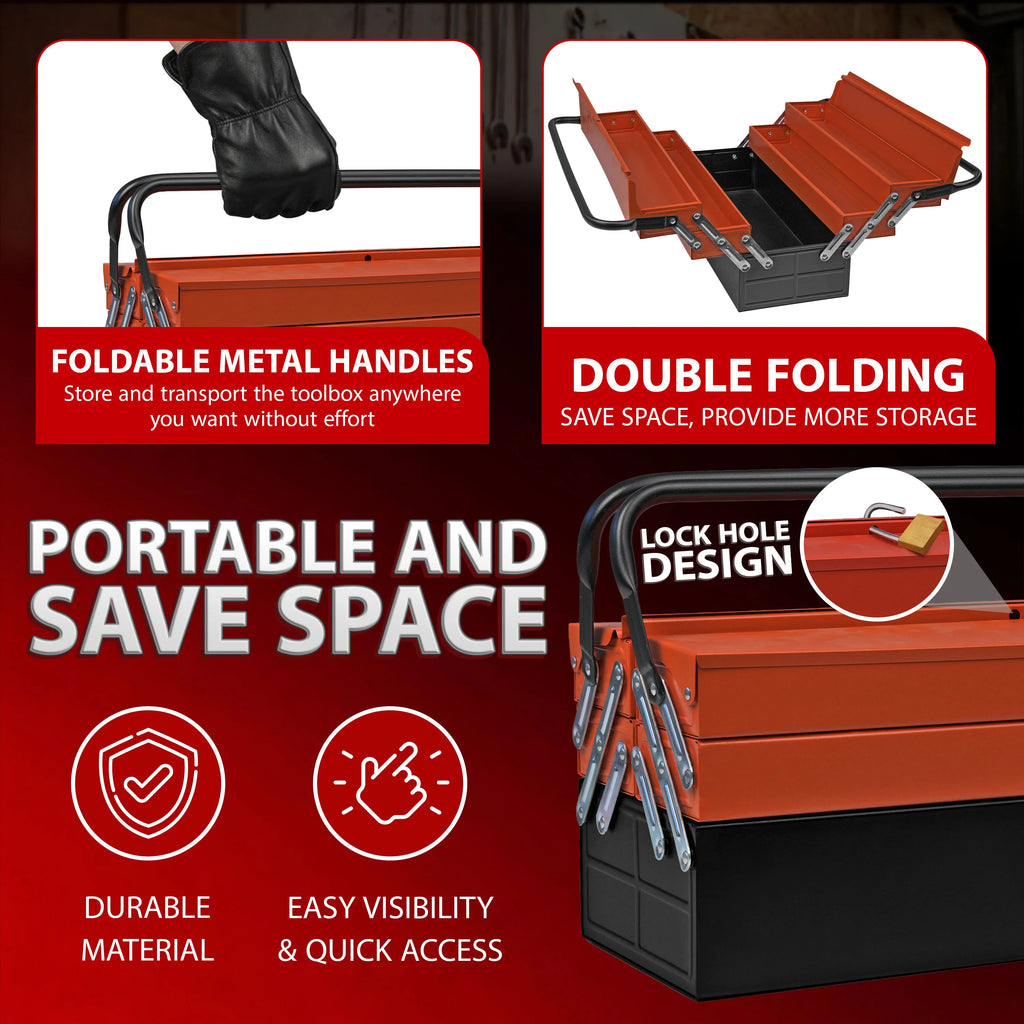Heavy Duty 5-Tray Metal Toolbox