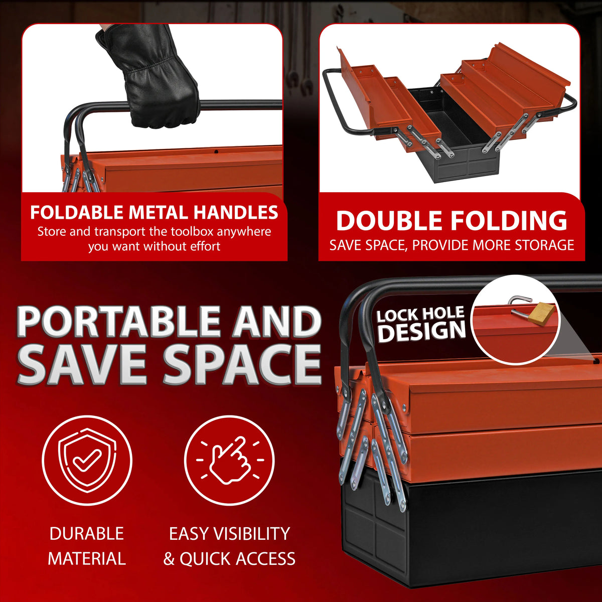 Heavy Duty 5-Tray Metal Toolbox