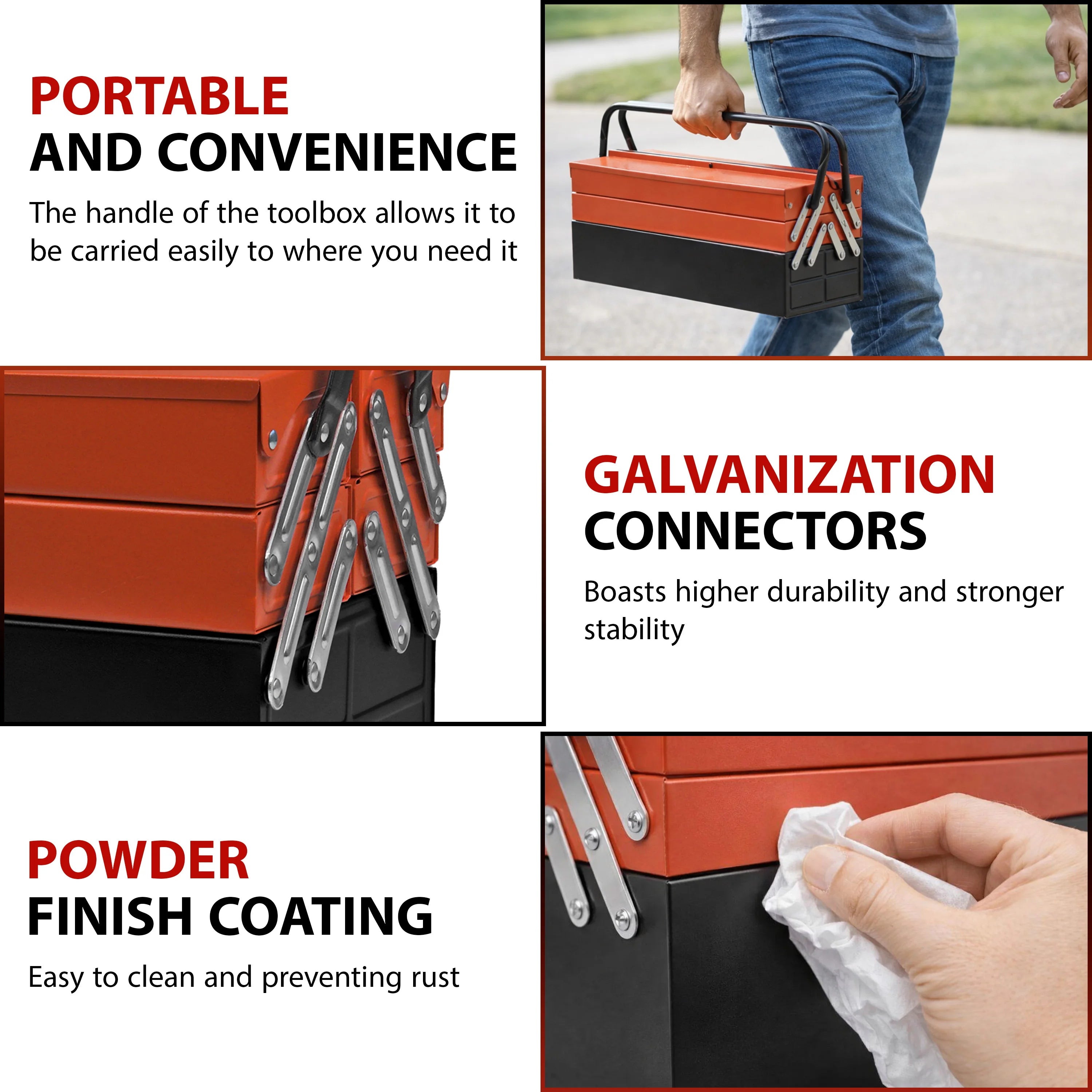 Heavy Duty 5-Tray Metal Toolbox