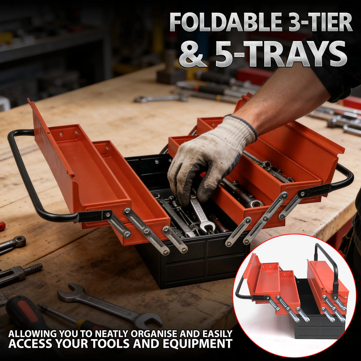Heavy Duty 5-Tray Metal Toolbox