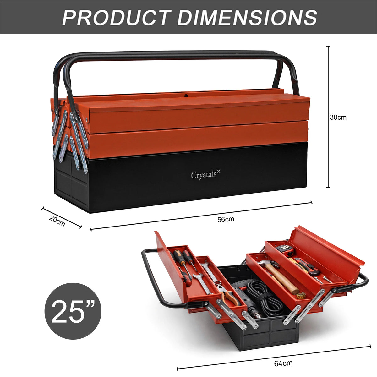 Heavy Duty 5-Tray Metal Toolbox