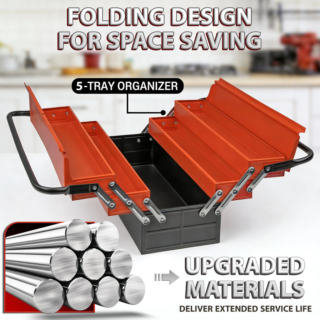 Heavy Duty 5-Tray Metal Toolbox