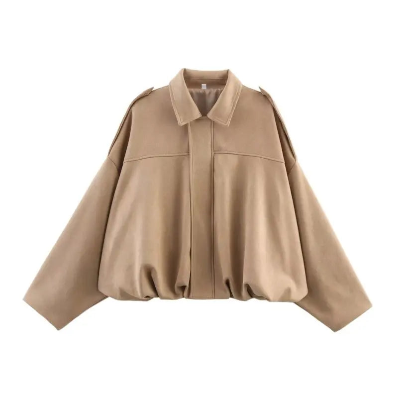 Women's Street Fashion Solid Loose Suede Texture Coats Causal