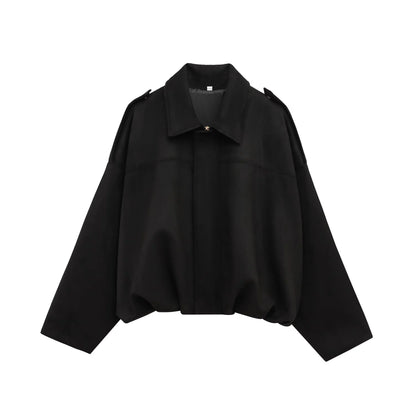Women's Street Fashion Solid Loose Suede Texture Coats Causal