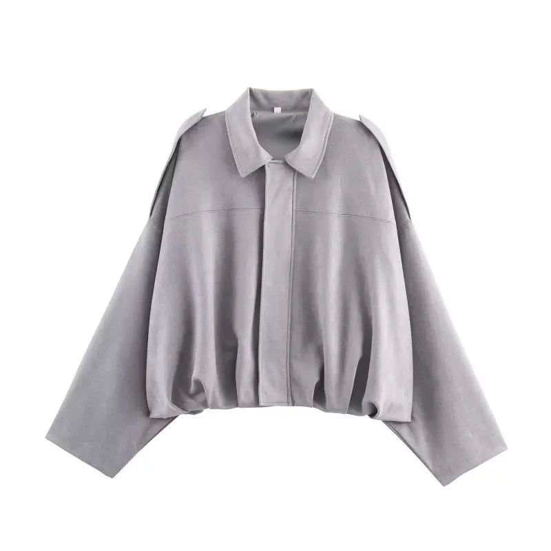 Women's Street Fashion Solid Loose Suede Texture Coats Causal