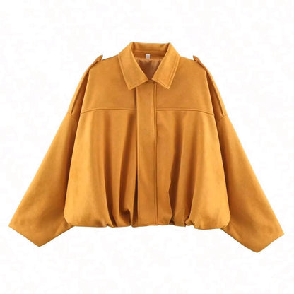 Women's Street Fashion Solid Loose Suede Texture Coats Causal