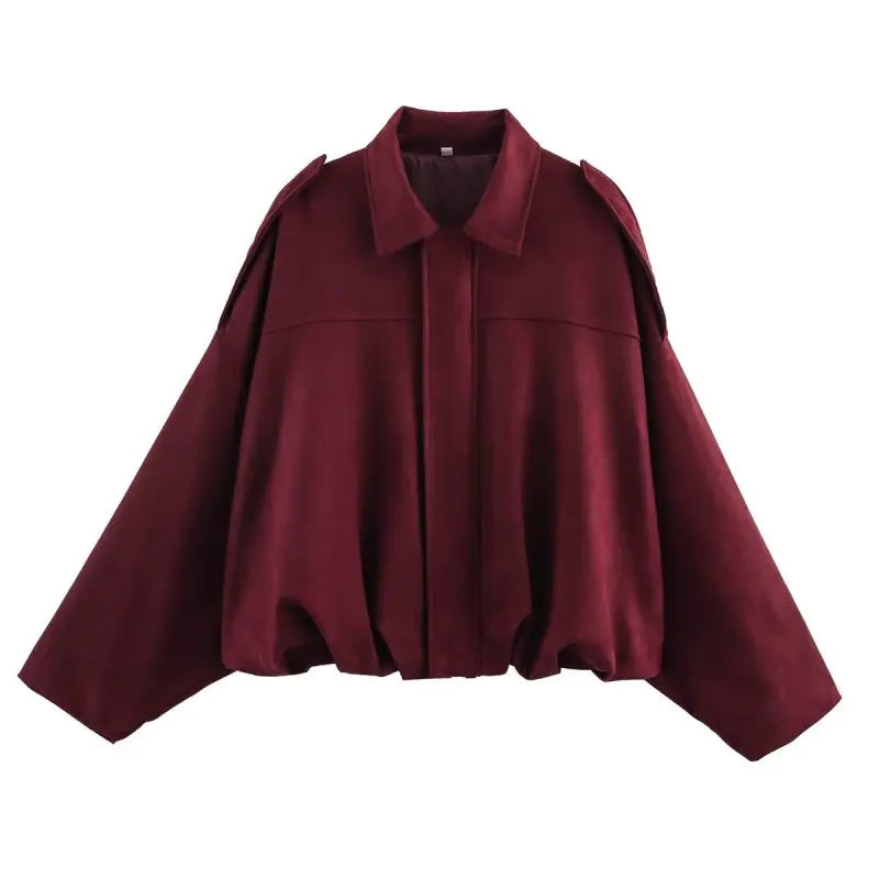 Women's Street Fashion Solid Loose Suede Texture Coats Causal