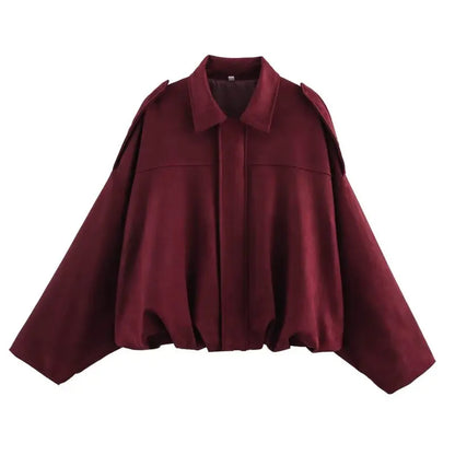 Women's Street Fashion Solid Loose Suede Texture Coats Causal