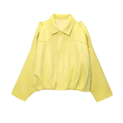Women's Street Fashion Solid Loose Suede Texture Coats Causal
