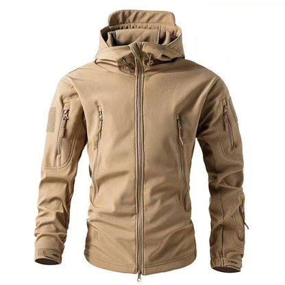 Men's Winter Warm Softshell Fleece Hood Cargo Jackets