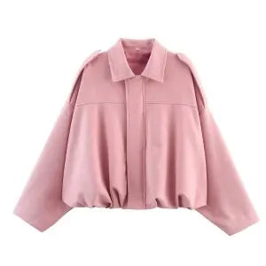 Women's Street Fashion Solid Loose Suede Texture Coats Causal
