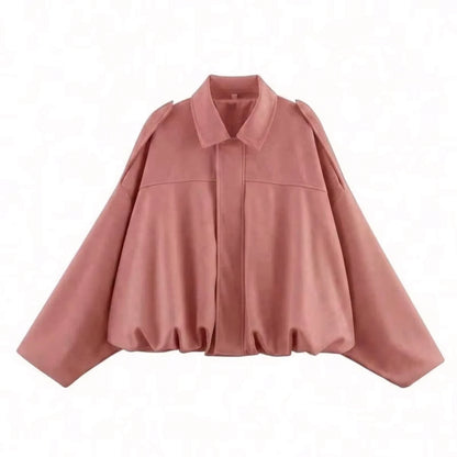 Women's Street Fashion Solid Loose Suede Texture Coats Causal