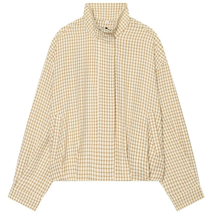 Plaid Bomber Jacket Women's Jacket Crop Oversized Long Sleeve Top Casual Zipper