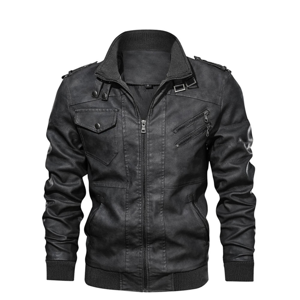 New Men's Leather Jackets Autumn Casual Motorcycle