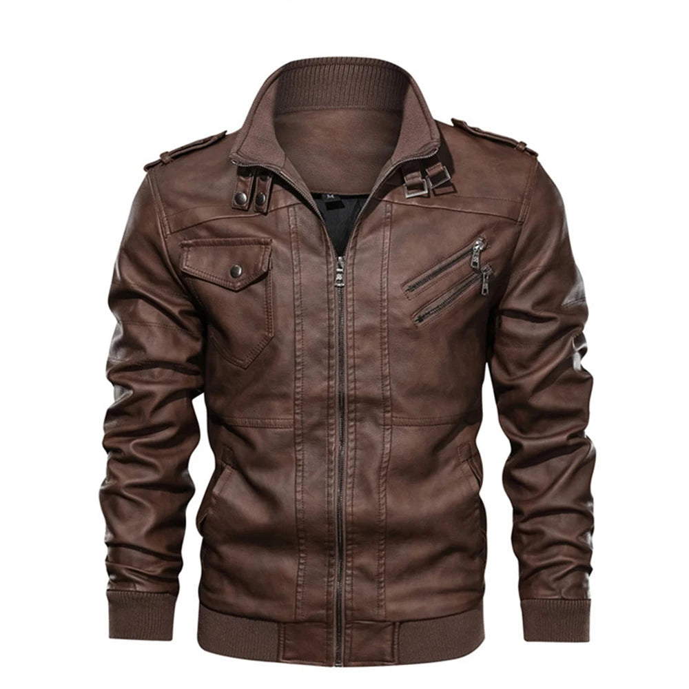 New Men's Leather Jackets Autumn Casual Motorcycle