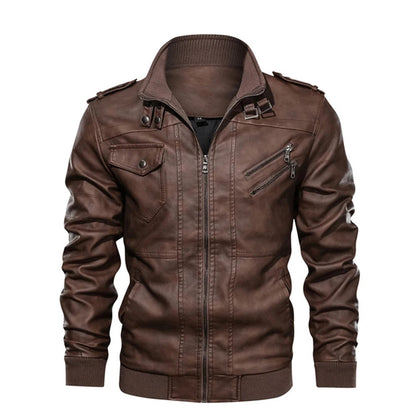 New Men's Leather Jackets Autumn Casual Motorcycle