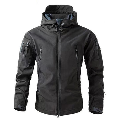 Men's Winter Warm Softshell Fleece Hood Cargo Jackets