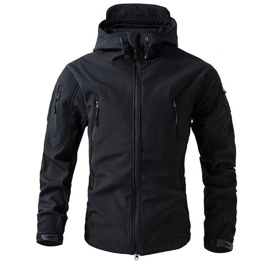 Men's Winter Warm Softshell Fleece Hood Cargo Jackets
