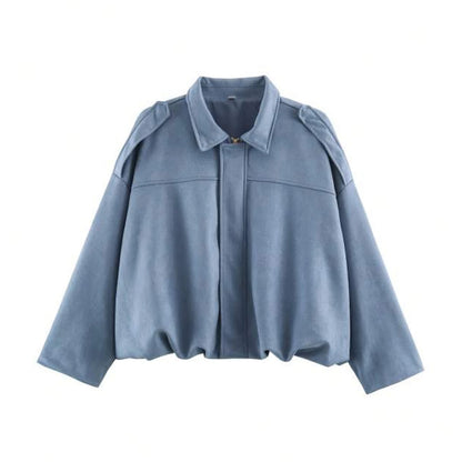 Women's Street Fashion Solid Loose Suede Texture Coats Causal